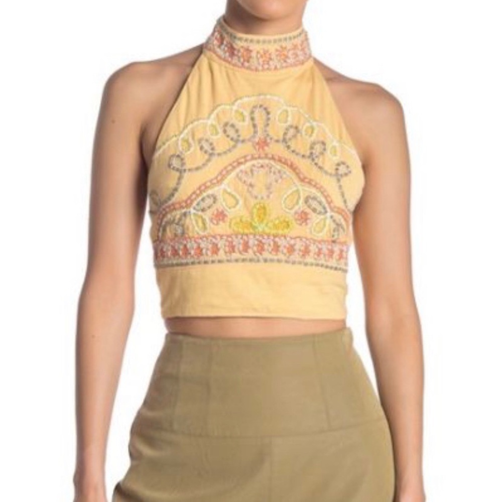 NWT Free People Orange crop halter top